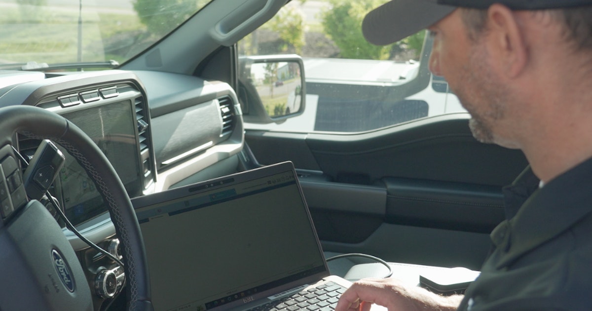 ADAS calibration technician at work